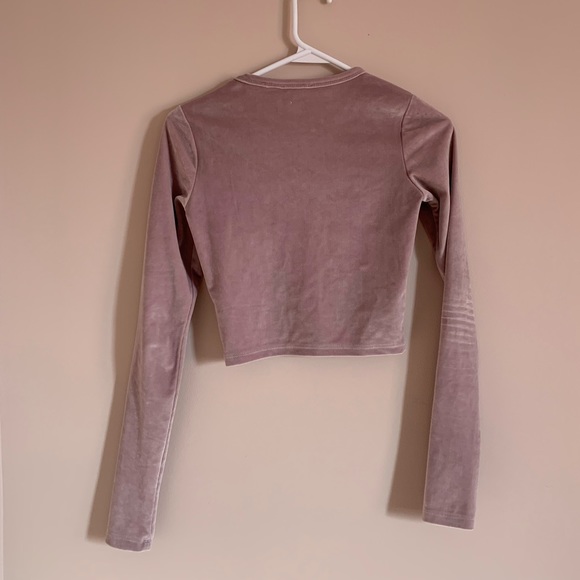 Aritzia Wilfred Free Georgia T shirt Velvet long sleeve crop top - Picture 3 of 4